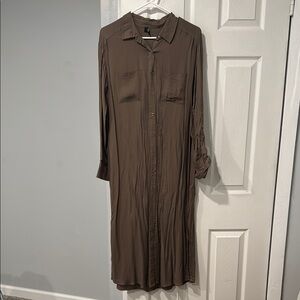 Lulus Olive Green Maxi Shirt Dress